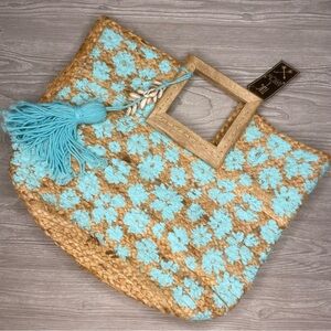 Twig and Arrow Woven Jute Oversized Handbag beach bag purse tote New With Tags